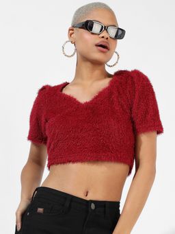 PINACOLADA - Women Red Textured Regular Fit Top