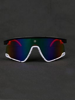 HASHTAG EYEWEAR - Unisex Half Rim Pc Wrap Multi-Color Lens Sunglasses (65)