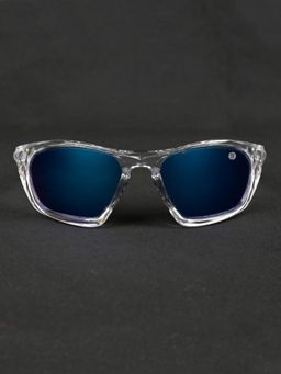 HASHTAG EYEWEAR - Unisex Full Rim Pc Wrap Blue Lens Sunglasses (60)