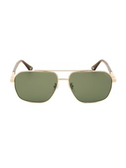 Police - Men Full Rim Metal Square Green Lens Sunglasses (58)