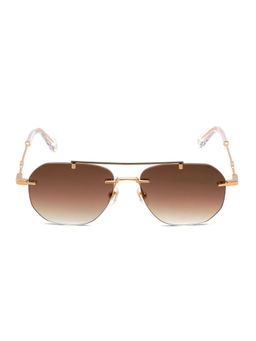 Police - Men Rimless Metal Pilot Brown Lens Sunglasses (54)