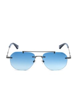 Police - Men Rimless Metal Pilot Blue Lens Sunglasses (54)