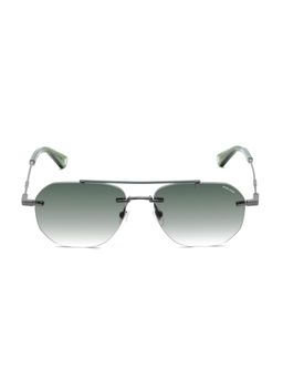 Police - Men Rimless Metal Pilot Green Lens Sunglasses (54)