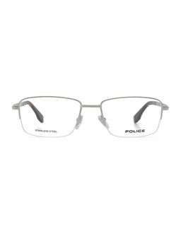 Police - Men Half Rim Steel Rectangle Silver Eyeglass Frame (55)