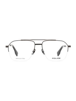 Police - Men Half Rim Steel Irregular Grey Eyeglass Frame (56)