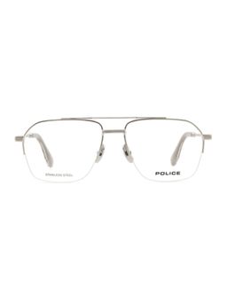 Police - Men Half Rim Steel Irregular Silver Eyeglass Frame (56)