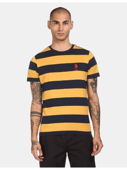 U.S. POLO ASSN. - Men Yellow I688 Comfort Fit Stripe Cotton T-Shirt