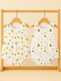 Moms Home - Girls White Frock Style Onesie (Pack of 2)