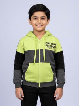 KiddoPanti - Boys Green Fleece Find Your Freedom Colorblock Zip-Up Hoodie