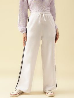 Lil Tomatoes - Girls Looper Knit Flared Solid Trackpant- White