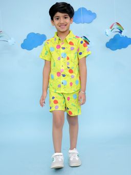 VASTRARTH - Green Printed Pure Cotton Half Sleeves Co-Ord Set