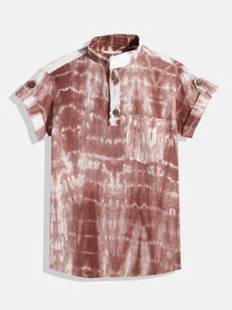 VASTRARTH - Boys Brown Smart Slim Fit Tie & Dye Casual Shirt