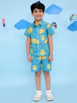 VASTRARTH - Boys Blue Printed Co-Ord Set