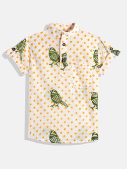 VASTRARTH - Boys White Smart Slim Fit Printed Casual Shirt