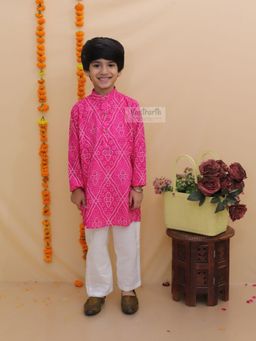 VASTRARTH - Boys Pink Kurta with Pyjama