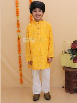VASTRARTH - Boys Yellow Kurta with Pyjama