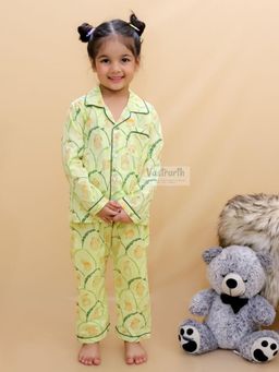 VASTRARTH - Kids Green Printed Shirt & Pyjama