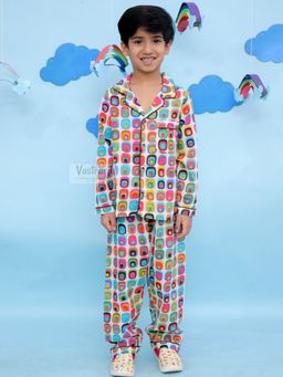 VASTRARTH - Kids White Printed Shirt & Pyjama