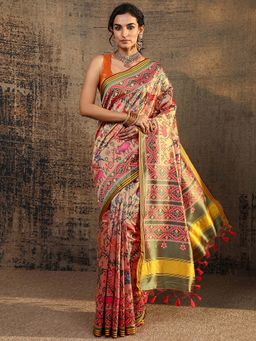 Libas - Multi-Color Printed Saree With Unstitched Blouse