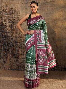Libas - Multi Ethnic Motif Printed Saree With Unstitched Blouse