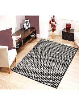 Saral Home - Black Cotton Anti-Skid Jacquard Carpet -150x210 Cm