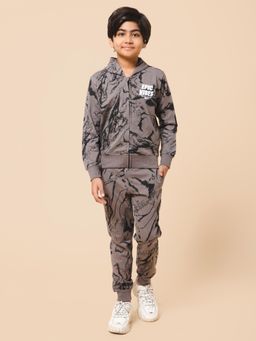 Alan Jones - Boys Grey Cotton Blend Full Sleeves Sweatshirt with Track Pant