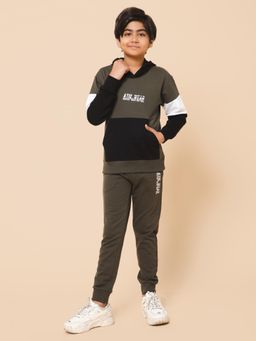 Alan Jones - Boys Grey Cotton Blend Full Sleeves Hoodie with Track Pant