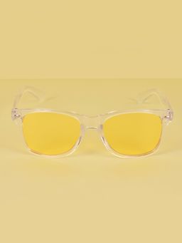 DukieKooky - Unisex Kids Yellow Lens White Wayfarer Sunglasses with UV Protected Lens