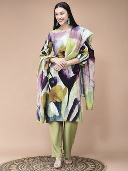 Shree - Women Liva Multicolor Abstract Print Kurta Comfort Pant Dupatta