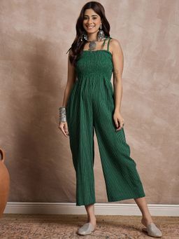 InWeave - Women Green Kantha Strappy Jumpsuit