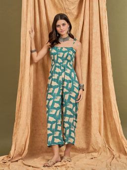 InWeave - Women Marin Teal Beige Strappy Jumpsuit