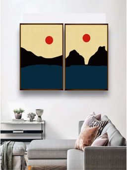 The Art House - Abstract Painting Multicolor (Set of 2) (40X30 Inches)