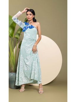 EK Soot - Sea Green Embroidered Printed Kurta and Pant (Set of 2)