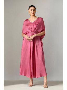 Sunanta Madaan - V-Neck Hand Embroidered Sequin Detailing Kaftan Dress