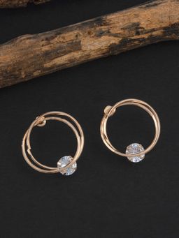 E2O - Self Design White Stone Gold Plated Stud Earring