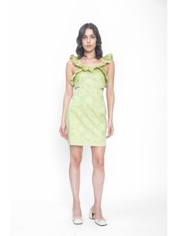 Contemponari - Green Embroidered Pistachio Mini Dress