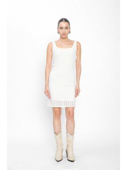 Contemponari - White Self Design Picante Mini Dress
