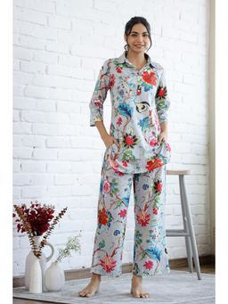 Mamicha - Grey Printed Tropical Midnight Co-Ord (Set of 2)