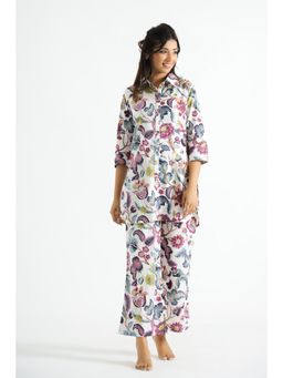 Mamicha - Off White Printed Garden Whimsy Ready-To-Wear Co-Ord (Set of 2)