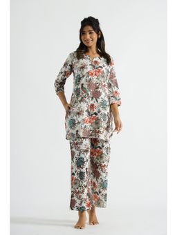 Mamicha - White Printed Songbird Garden Ready-To-Wear Co-Ord (Set of 2)