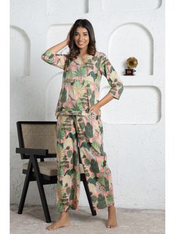 Mamicha - Pink Printed Tropical Dome Ready-To-Wear Co-Ord (Set of 2)