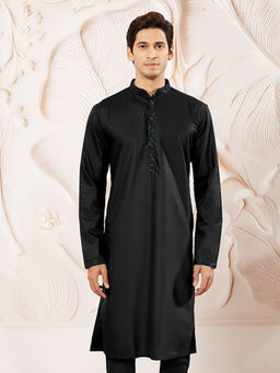 Vastramay - Men Silk Blend Yoke Embroidered Kurta