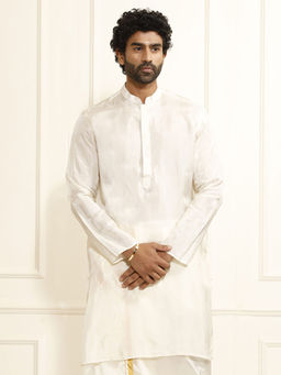 Vastramay - Men Tissue Silk South Indian Style Solid Kurta