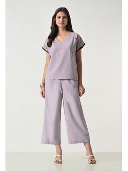 ALL WAYS YOU - Purple Embroidered Half Sleeve Cotton Co-Ord Set