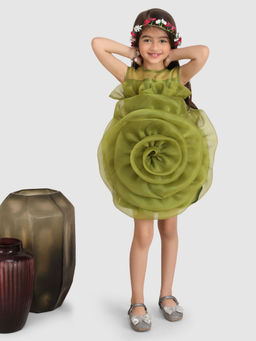 Jelly Jones - Girls Green Flower Dress
