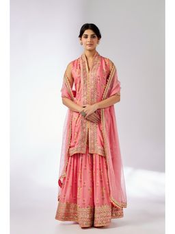 Gopi Vaid - Pink Dhriti Sleeveless Sharara with Kurta and Dupatta (Set of 3)