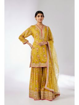 Gopi Vaid - Mustard Sadhna Sharara with Kurta and Dupatta (Set of 3)