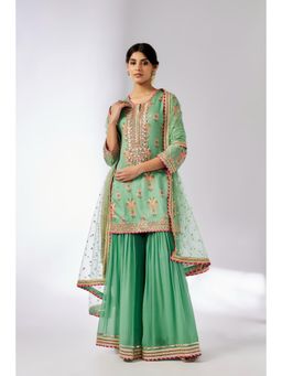 Gopi Vaid - Green Aditi Sharara with Kurta and Dupatta (Set of 3)