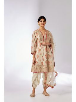 Gopi Vaid - Ivory Ekta Dhoti with Kurta and Dupatta (Set of 3)