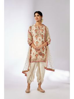 Gopi Vaid - Ivory Moulika Dhoti with Kurta and Dupatta (Set of 3)